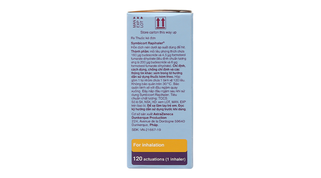Hỗn dịch xịt Symbicort Rapihaler 160/4.5mcg trị hen suyễn