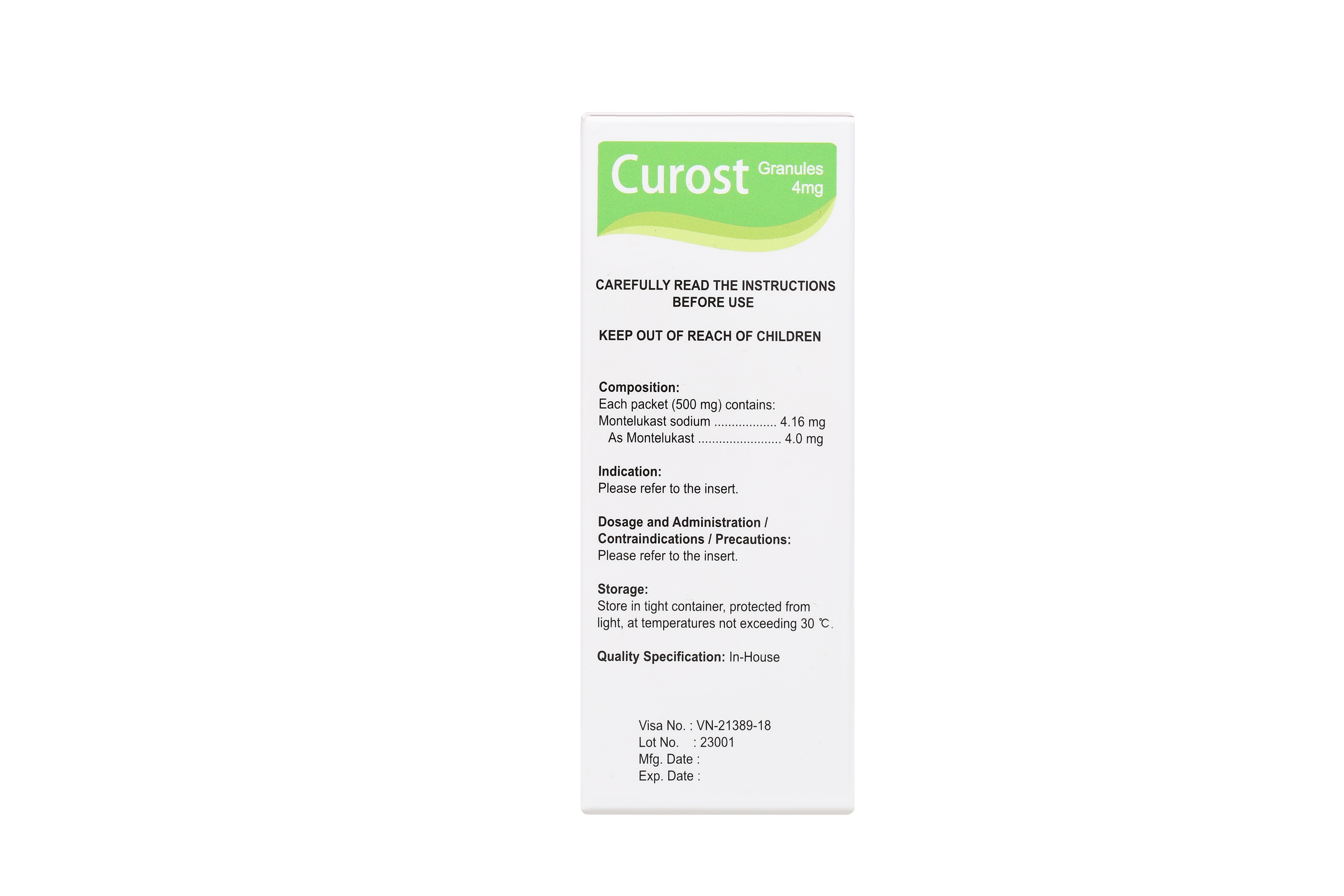 Thuốc cốm Curost Granules 4mg trị hen phế quản