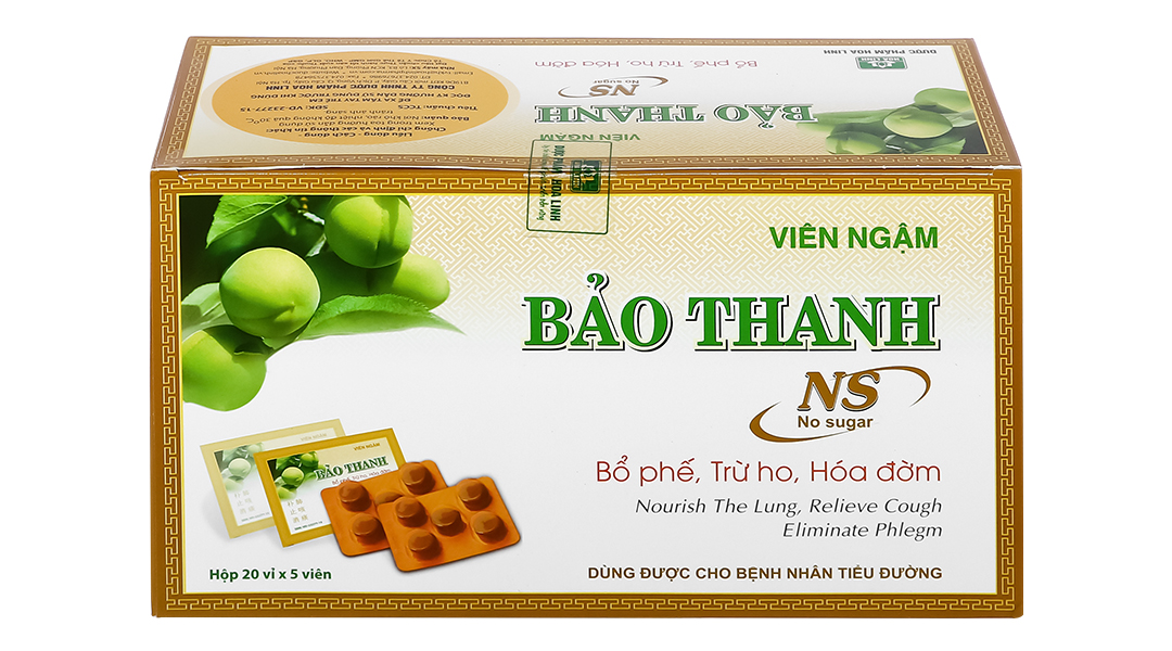 Viên ngậm Bảo Thanh không đường trị ho, bổ phế