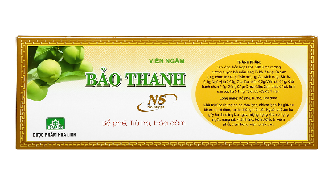 Viên ngậm Bảo Thanh không đường trị ho, bổ phế