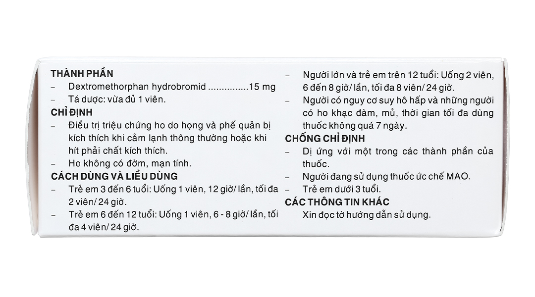 Methorfar 15 trị ho khan, ho do kích ứng