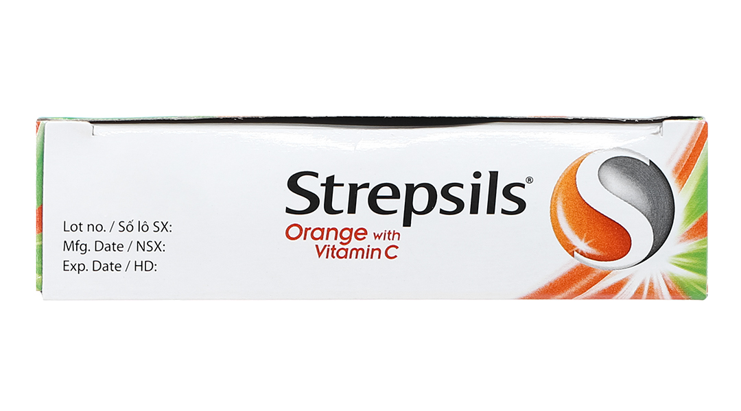 Viên ngậm Strepsils Orange With Vitamin C giảm đau họng