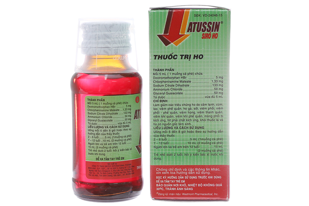 Siro Atussin trị ho trong bệnh lý hô hấp chai 30ml