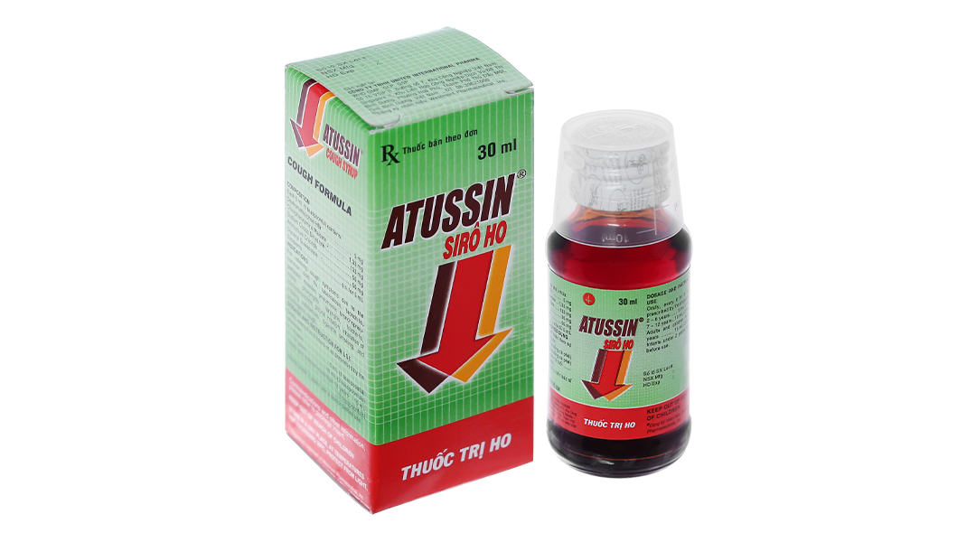 Siro Atussin trị ho trong bệnh lý hô hấp chai 30ml