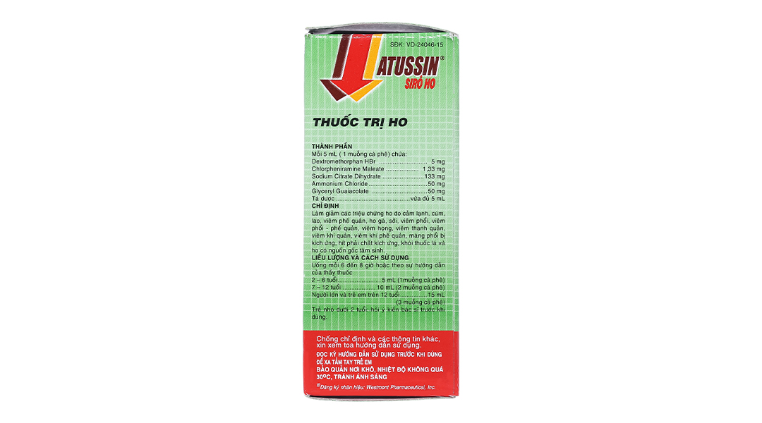 Siro Atussin trị ho trong bệnh lý hô hấp chai 30ml