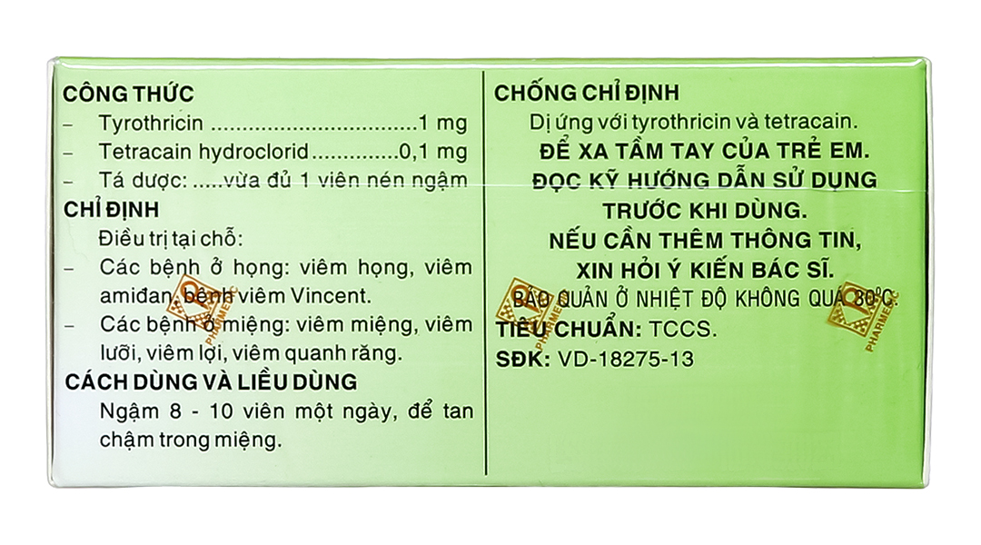 Viên ngậm Tyrotab sát khuẩn, trị viêm họng