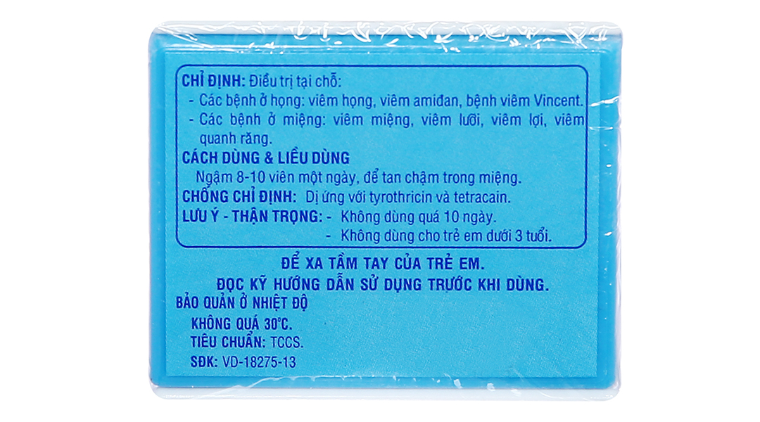 Viên ngậm Tyrotab sát khuẩn, trị viêm họng