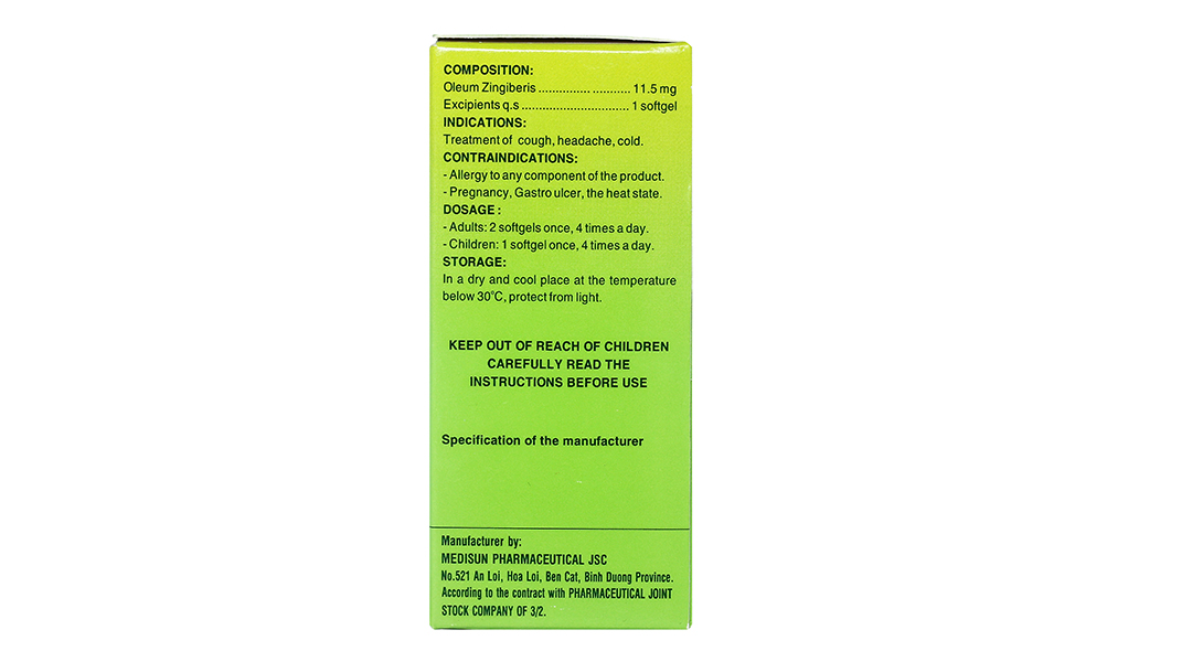 Ziber trị các chứng ho, nhức đầu, cảm mạo do lạnh