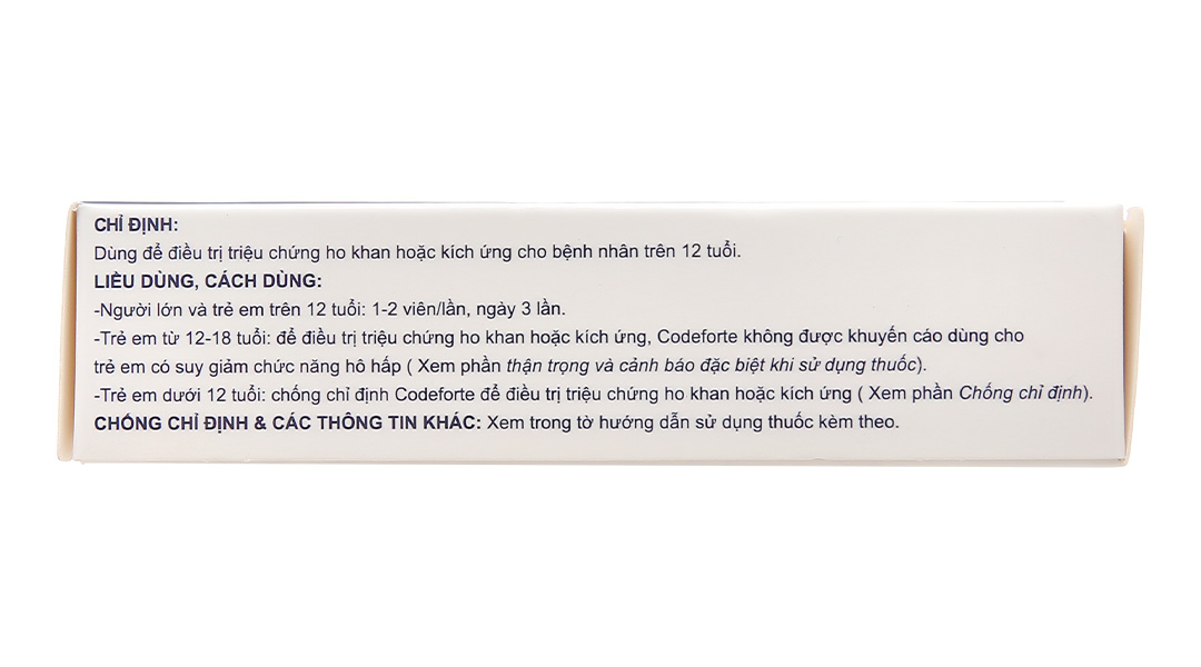 Codeforte trị ho khan, ho do kích ứng