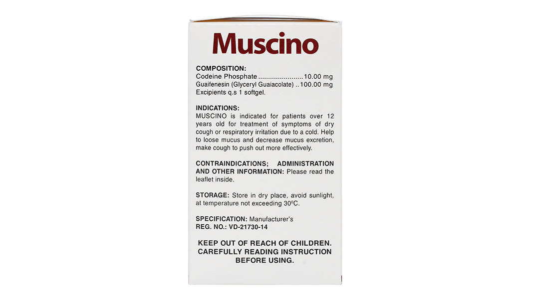 Muscino trị triệu chứng ho khan, ho do kích ứng