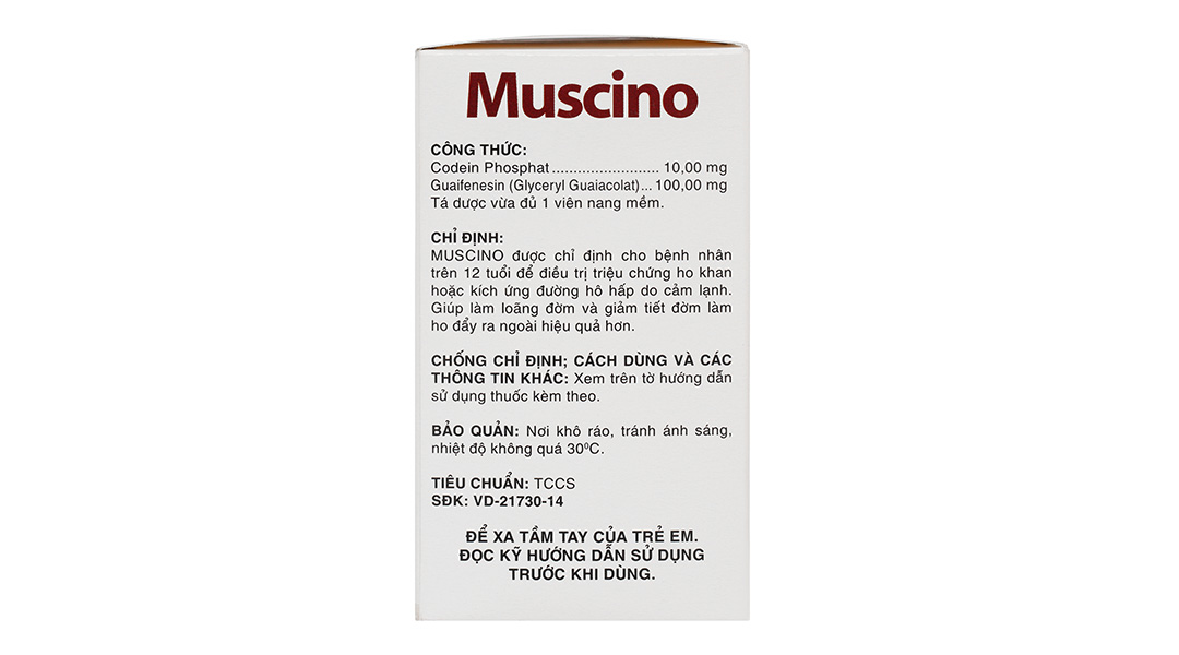 Muscino trị triệu chứng ho khan, ho do kích ứng