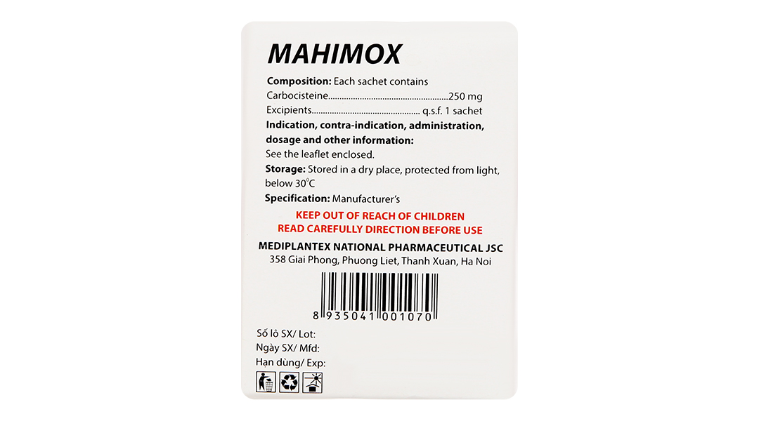 Thuốc bột Mahimox 250mg hỗ trợ trị rối loạn đường hô hấp