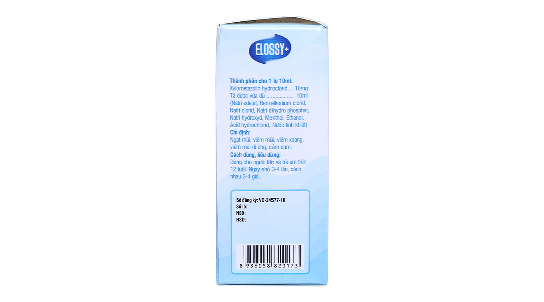 Thuốc nhỏ mũi Elossy+ 0.1% trị viêm xoang, viêm mũi