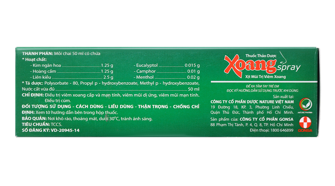 Thuốc xịt mũi Xoangspray trị viêm xoang, viêm mũi dị ứng