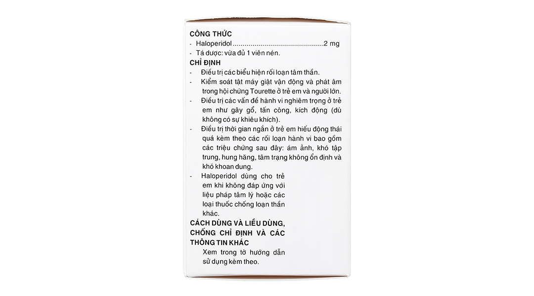 Halofar 2mg trị các biểu hiện rối loạn tâm thần