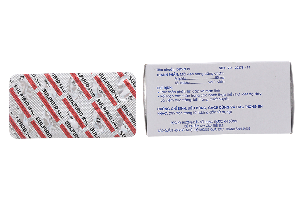 Sulpirid Vidipha 50mg trị tâm thần phân liệt, rối loạn tâm thần