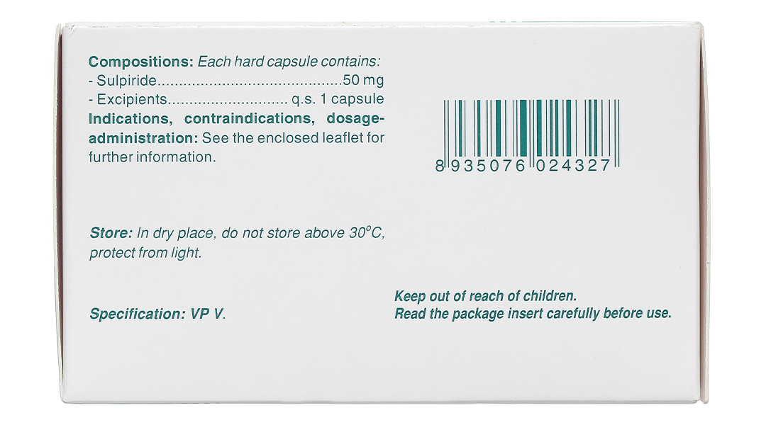 TV. Sulpiride 50mg trị chứng rối loạn tâm thần phân liệt