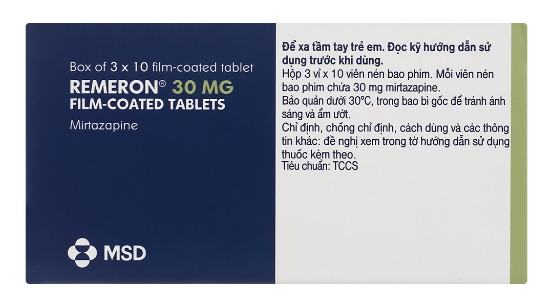 Remeron 30mg trị các đợt trầm cảm nặng