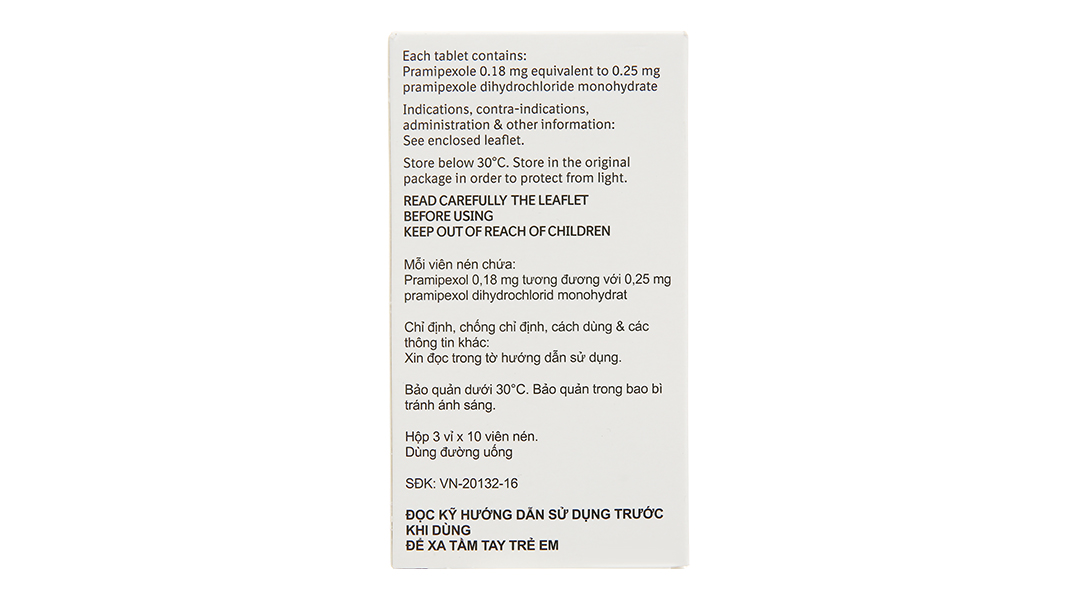 Sifrol 0.25mg trị Parkinson