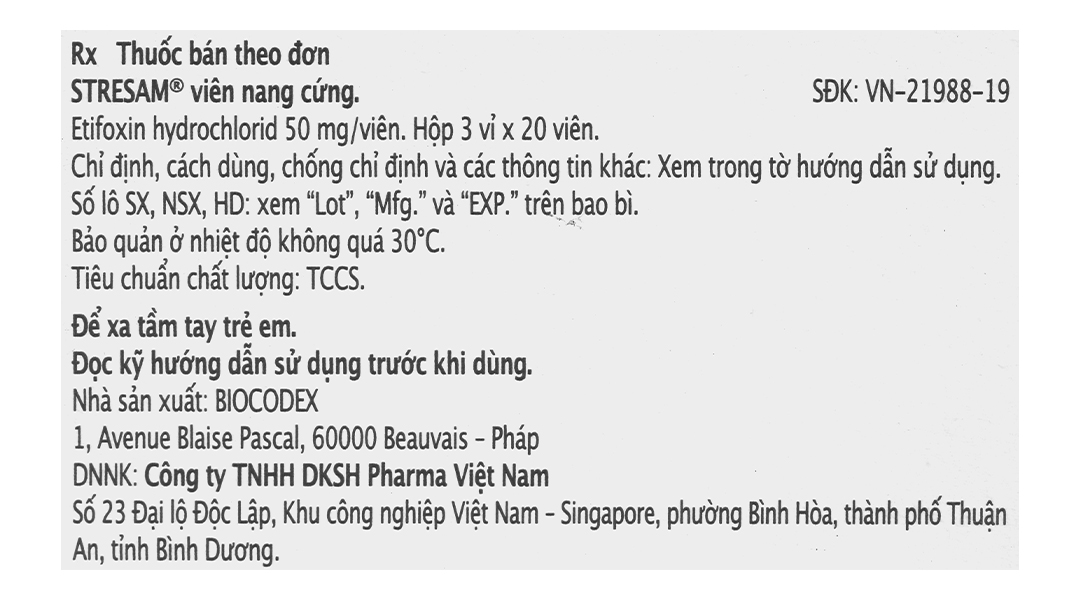 Stresam 50mg trị rối loạn lo âu