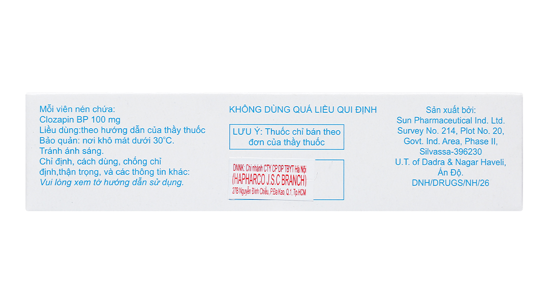 Sunsizopin 100 trị tâm thần phân liệt