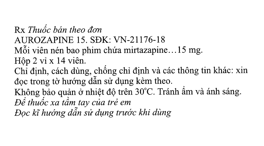 Aurozapine 15 trị trầm cảm