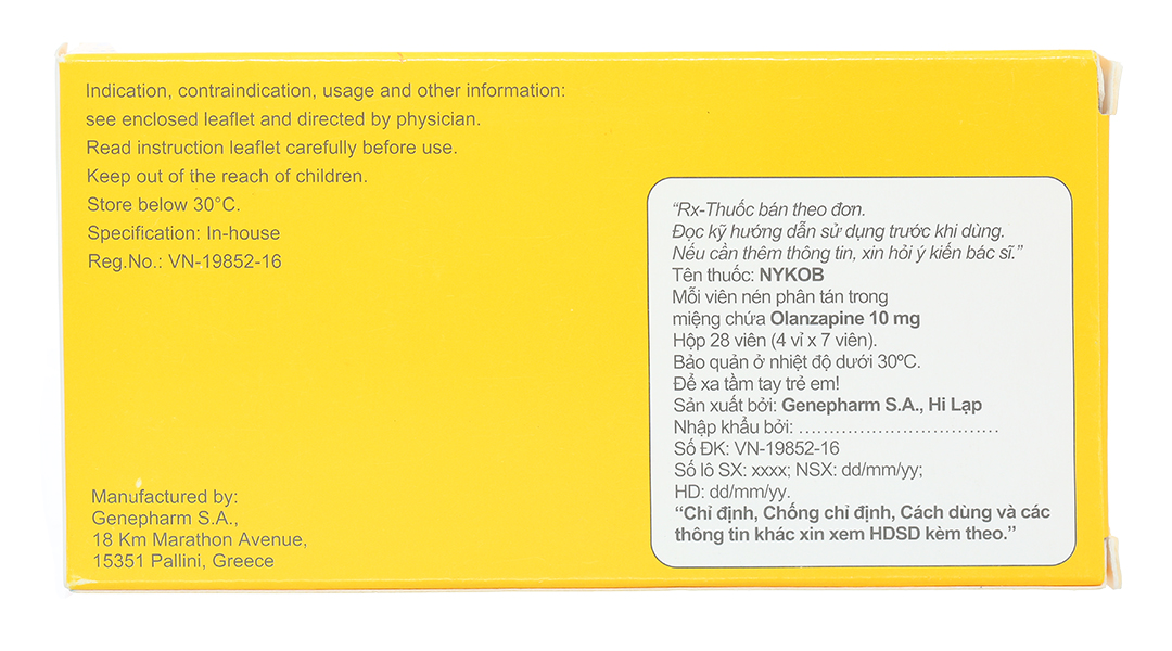 Nykob 10mg trị tâm thần phân liệt, rối loạn lưỡng cực