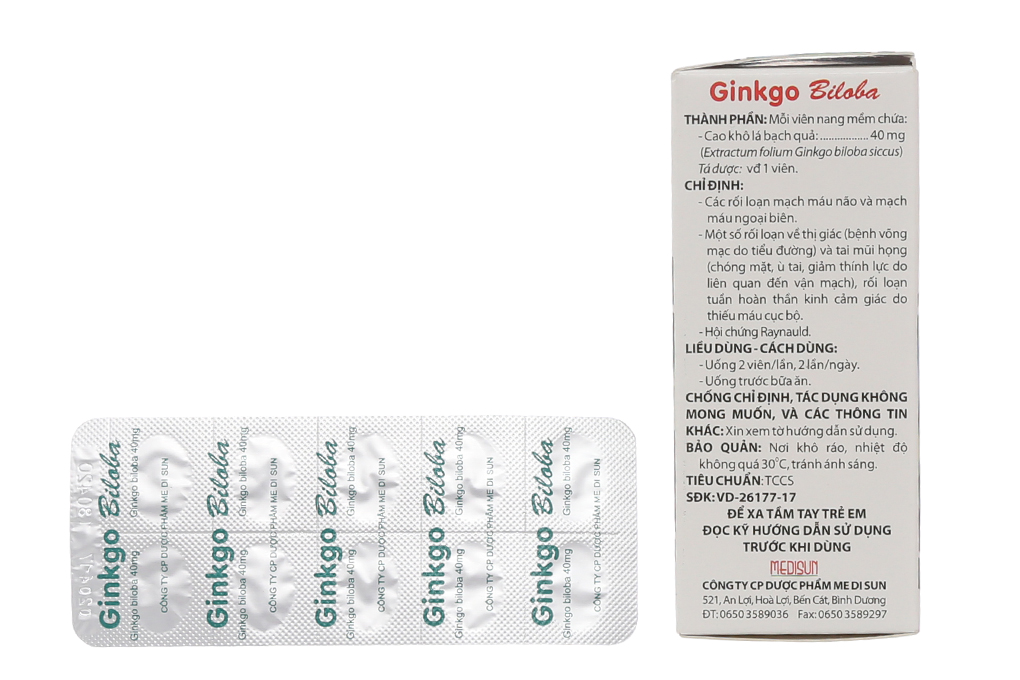 Ginkgo Biloba Medisun 40mg trị rối loạn mạch máu não