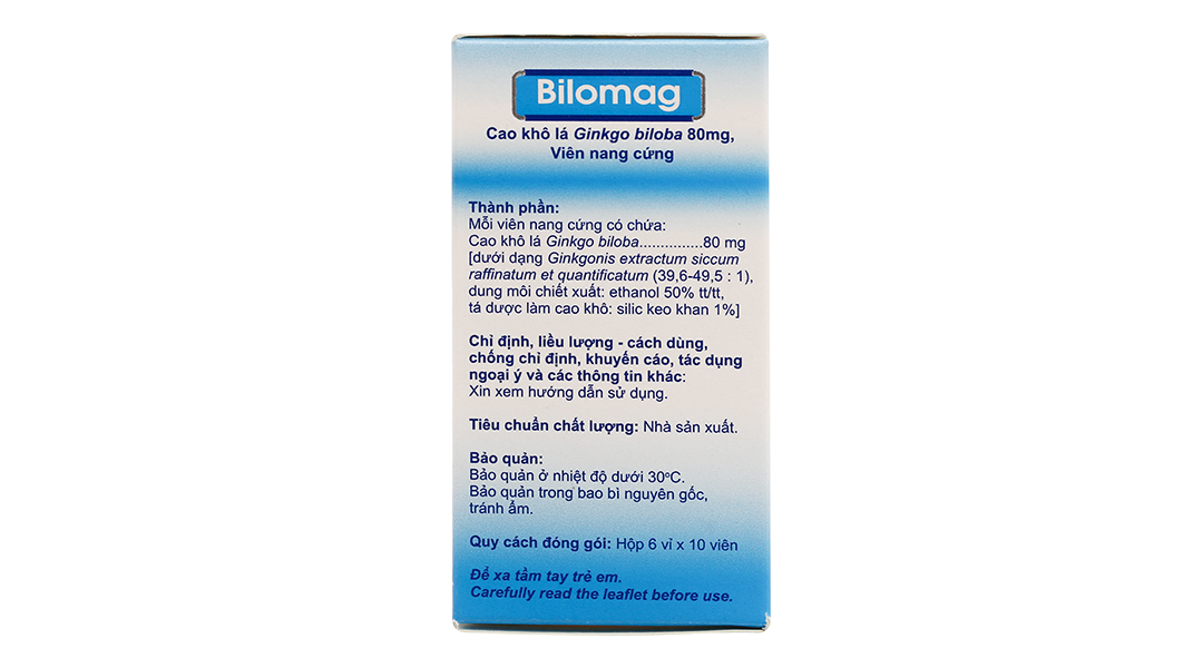 Bilomag 80mg trị rối loạn tuần hoàn máu não và ngoại biên