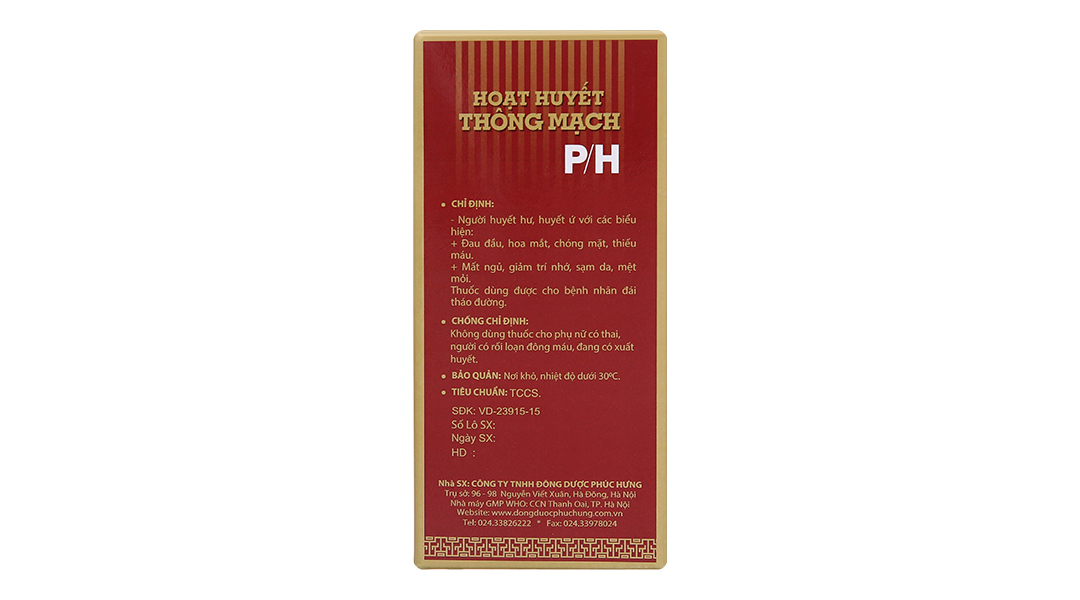 Cao lỏng Hoạt Huyết Thông Mạch P/H tăng tuần hoàn máu não