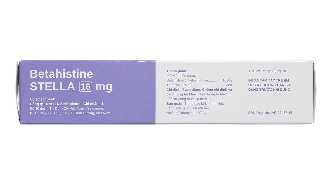 Betahistine Stella 16mg trị triệu chứng chóng mặt, ù tai, buồn nôn