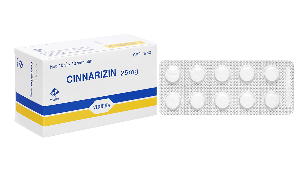 Cinnarizin Vidipha 25mg trị rối loạn tiền đình, chống say xe