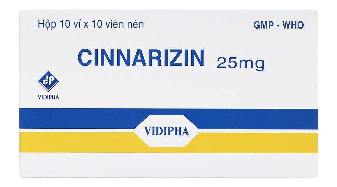 Cinnarizin Vidipha 25mg trị rối loạn tiền đình, chống say xe