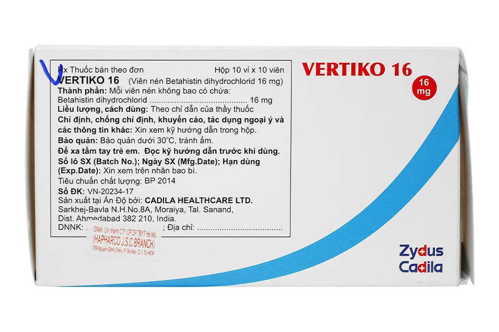 Vertiko 16 trị chóng mặt, suy giảm thính giác