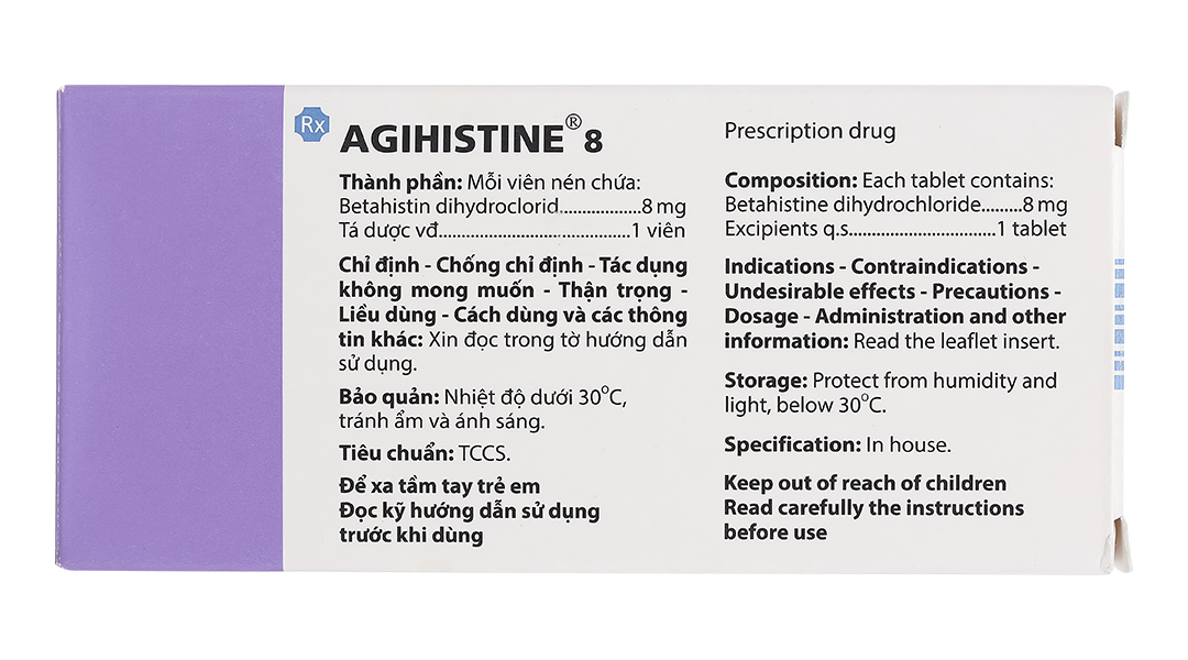 Agihistine 8 trị hội chứng hội chứng Ménière