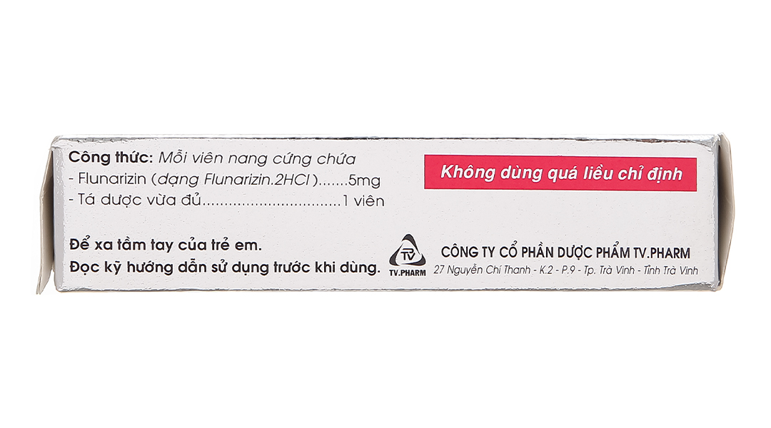 Flunarizine 5mg TV Pharm trị dự phòng đau nửa đầu