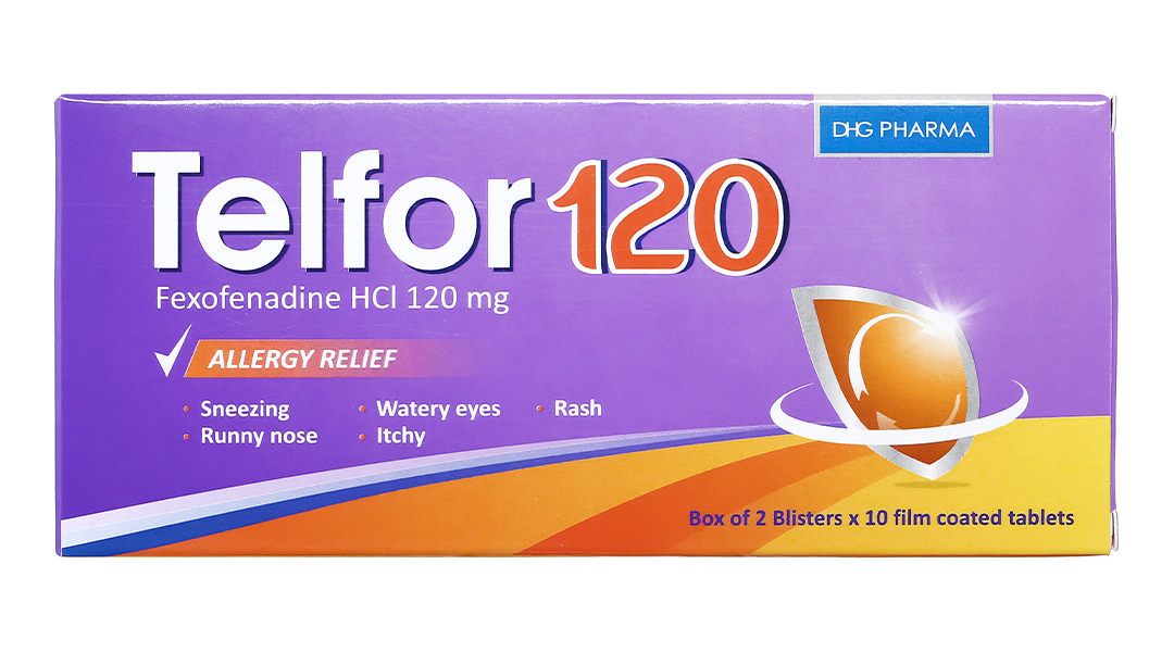 Telfor 120 trị các triệu chứng viêm mũi dị ứng, mày đay