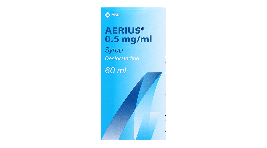 Siro Aerius 0.5mg/ml trị các triệu chứng viêm mũi dị ứng, mày đay