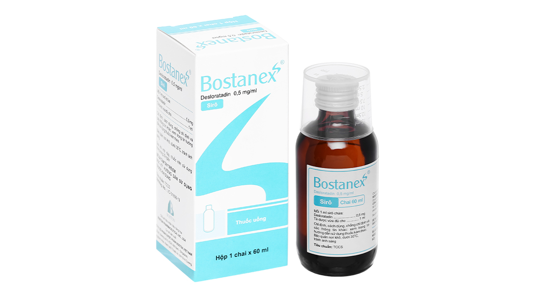Siro Bostanex 0.5mg/ml giảm các triệu chứng viêm mũi dị ứng, mề đay