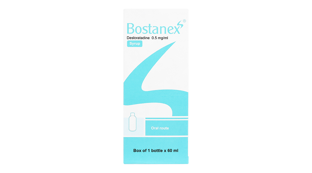 Siro Bostanex 0.5mg/ml giảm các triệu chứng viêm mũi dị ứng, mề đay