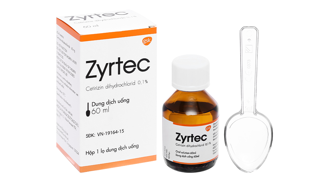 Dung dịch uống Zyrtec 0.1% giảm triệu chứng viêm mũi dị ứng, mề đay