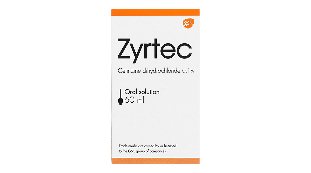 Dung dịch uống Zyrtec 0.1% giảm triệu chứng viêm mũi dị ứng, mề đay