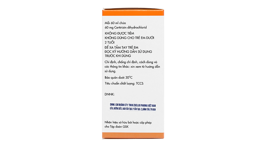 Dung dịch uống Zyrtec 0.1% giảm triệu chứng viêm mũi dị ứng, mề đay