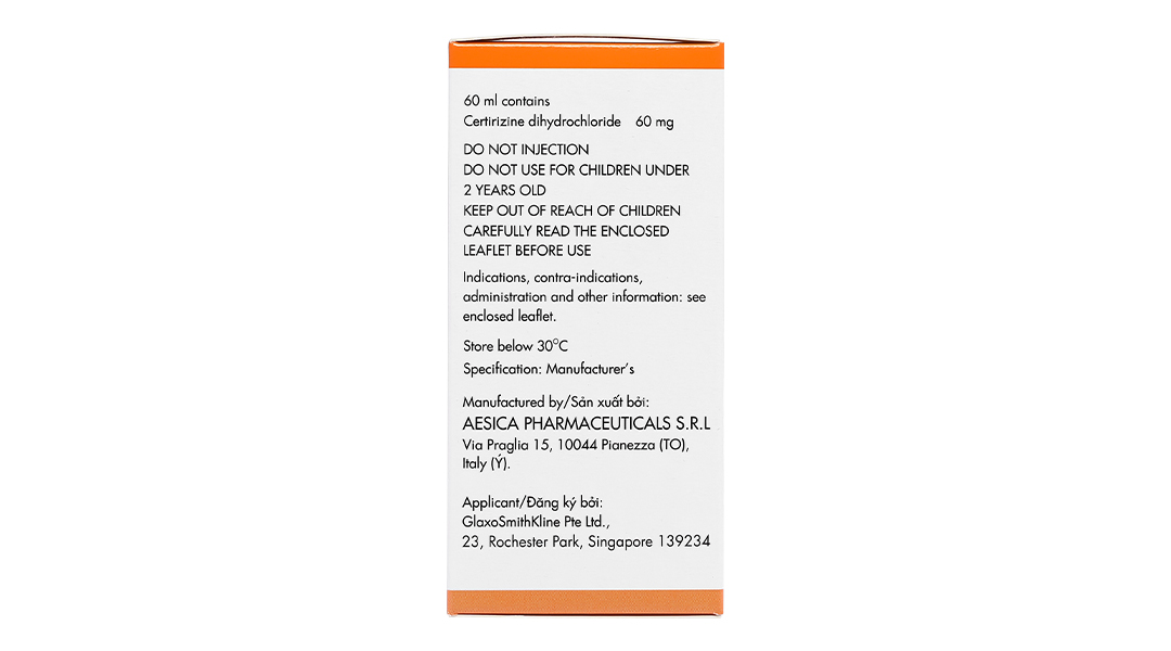 Dung dịch uống Zyrtec 0.1% giảm triệu chứng viêm mũi dị ứng, mề đay
