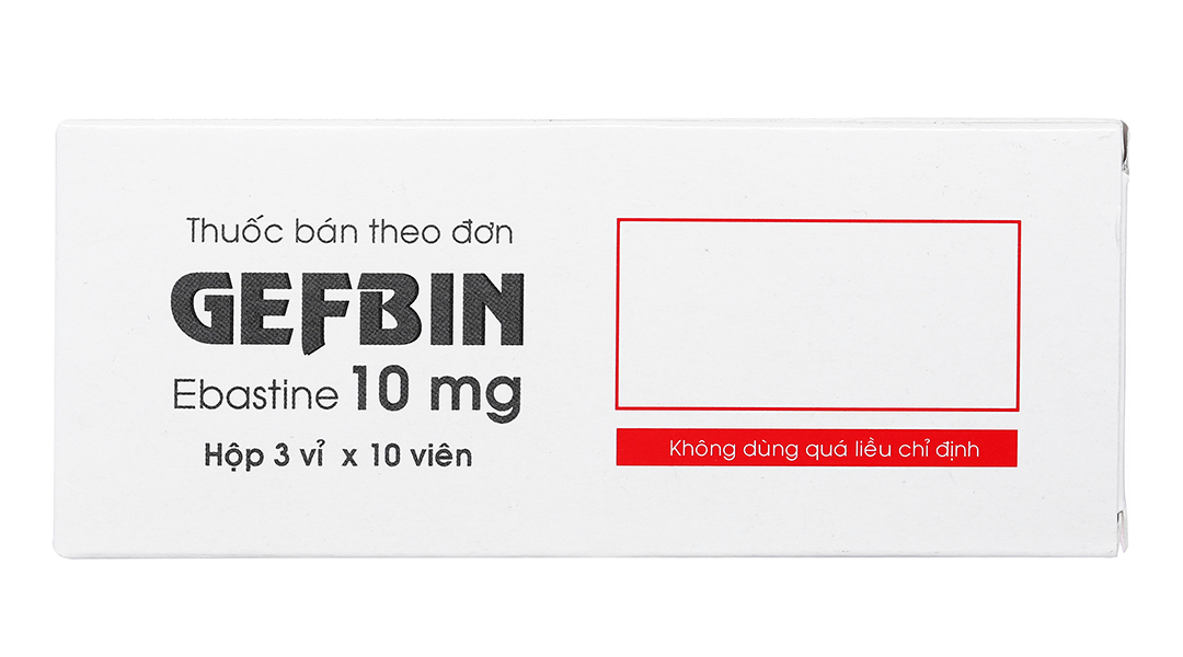Gefbin 10mg trị viêm mũi dị ứng, nổi mày đay vô căn mạn tính