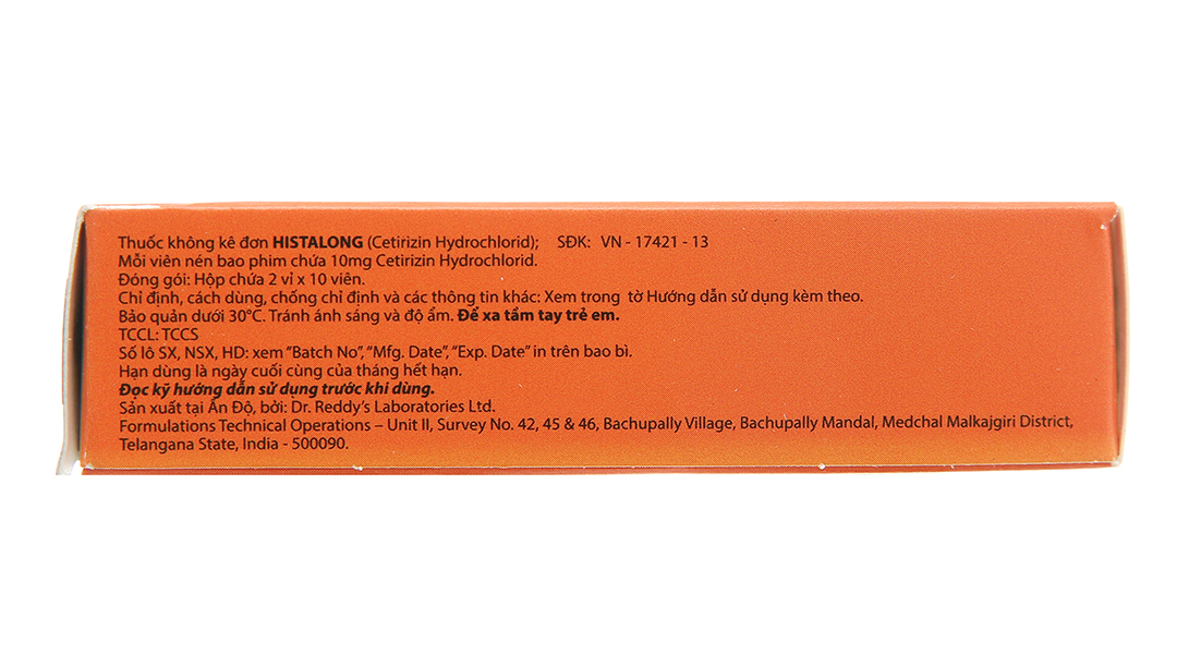 Histalong 10mg trị viêm mũi dị ứng, mề đay