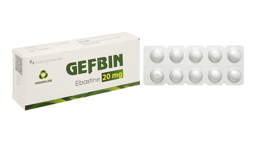 Gefbin 20mg trị viêm mũi dị ứng, nổi mày đay vô căn mạn tính