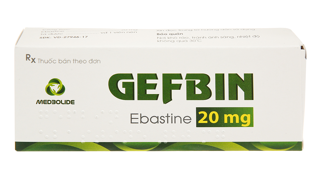 Gefbin 20mg trị viêm mũi dị ứng, nổi mày đay vô căn mạn tính