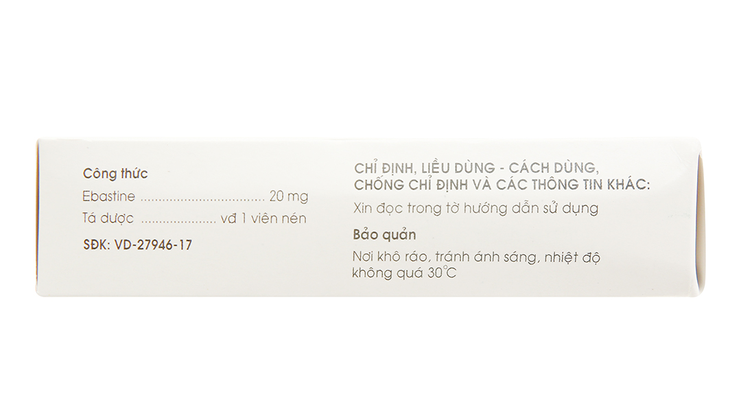Gefbin 20mg trị viêm mũi dị ứng, nổi mày đay vô căn mạn tính
