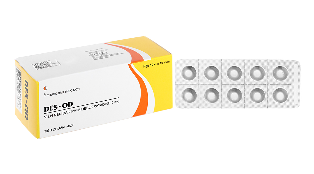 Des-OD 5mg giảm triệu chứng viêm mũi dị ứng, mề đay